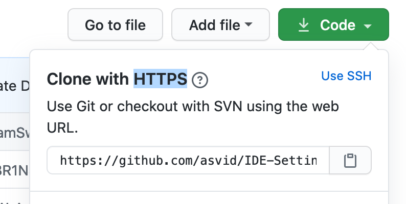 Settings repo address